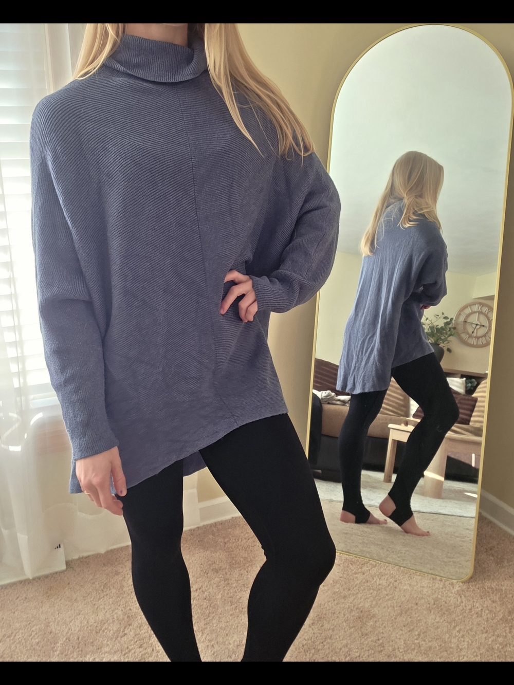 Dusty Blue Turtleneck Sweater Tunic